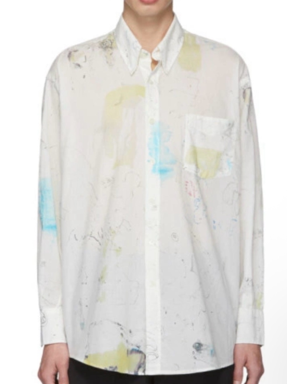 OUR LEGACY White Paint-Splash Button-Down Shirt